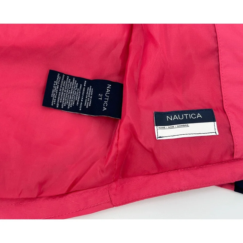 Nautica Water Resistant Jacket Full Zip Lightweight‎ Coat Pink Navy 2T